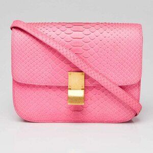Celine Pink Python Medium Classic Box Flap Bag